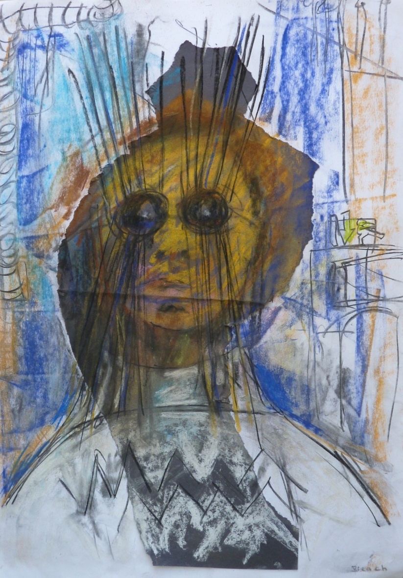 Mask II Collage/pastel on paper