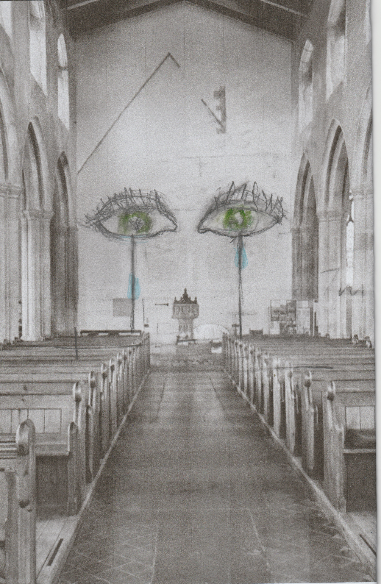 The Eyes Proposed sculpture for Wighton 25.  St. Mary's Church July 2025
